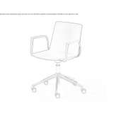 Technopolymer office chair with height-adjustable wheels Herdecke