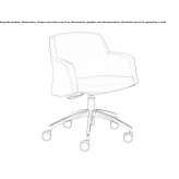 Fabric office chair on trestles, on wheels with armrests Maino