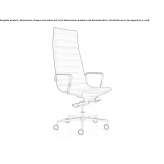 Swivel leather executive chair with high back and 5-star base Siligo