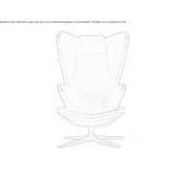 Wing leather armchair with 4-star base Monaca