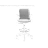 Nylon® office stool with height adjustment, armrests and 5-arm base Charneux