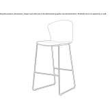 High sleigh stool with backrest Jonen