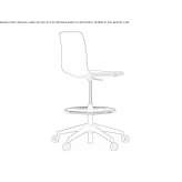 Office stool with 5-arm base and wheels with footrest Burham