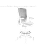 Mesh office stool with adjustable height, 5-arm base and footrest Muradiye