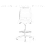 Swivel office stool with 5-arm base and footrest Lobios