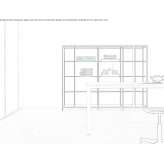 Open, high office shelves made of extruded aluminum Leleque