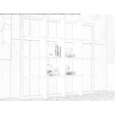 Open, free-standing office shelves made of wood and metal Horning