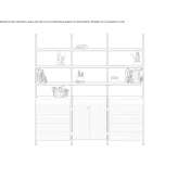 Metal shelf with drawers, mounted to the floor and ceiling, painted, metal Sebree