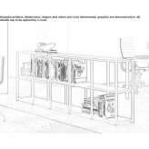 Open, free-standing, low aluminum office shelves Alberic