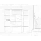 Free-standing office shelves made of laminate® and metal Horning