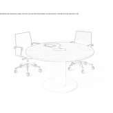 Round conference table made of melamine-coated chipboard with cable management system Myto