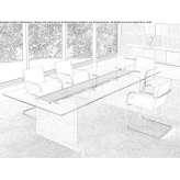 Rectangular glass conference table Floby