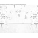 Square wooden conference table with cable management Goerzig