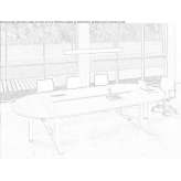 Conference table made of melamine-coated chipboard with cable management system Myto