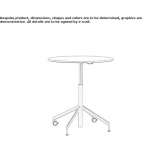 Round table with height adjustment and wheels Domony
