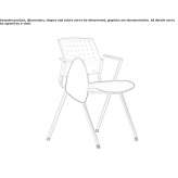 Stackable fabric training chair with armrests and writing tablet Bandol