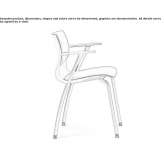 Chair upholstered in fabric on supports with armrests Egna