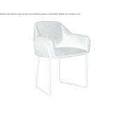 A chair upholstered in fabric with armrests on a sled base Chinteni