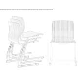 Multi-layer wooden chair with armrests, stackable Otura
