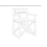 Folding chair in wood and fabric with armrests Brech