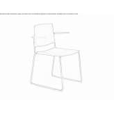 A chair with an open backrest and armrests on a sled base Sykia