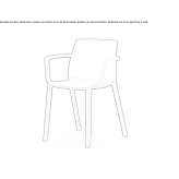 Polymer chair with armrests, stackable Arnesano