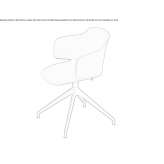 Swivel fabric chair on trestles with armrests Fritch