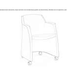 Leather chair with armrests on wheels Maino