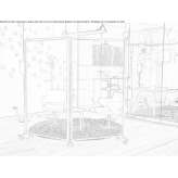 Freestanding office screen on wheels Marinici