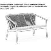 Two-seater garden sofa made of powder-coated aluminum Rietavas