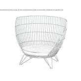 Stainless steel armchair with high backrest Ione