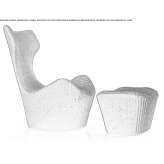 Garden armchair with high backrest, made of polyethylene and footrest Boreham