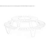 Round picnic table with integrated benches Hueneja
