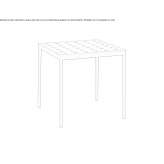 Square garden table made of powder-coated steel Leni