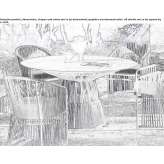 Round table with synthetic fiber fabric and glass top Legnano