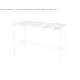 Rectangular high table with a teak top and irregular slats Elstow