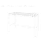 Rectangular high table with a teak top and straight slats Elstow