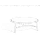 Low round garden table made of teak wood with a stoneware top Koczala