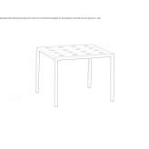Square garden table made of powder-coated steel Leni