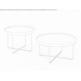 Round coffee table in steel and wood with a tray Espenau
