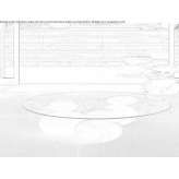 Round glass coffee table with marble base Frecatei
