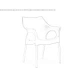 Ergonomic technopolymer chair with armrests, stackable Parjol