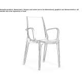 Polycarbonate chair with armrests, stackable Caarapo
