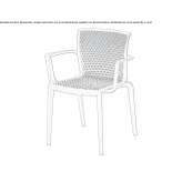 Technopolymer chair with armrests, stackable Zoquite