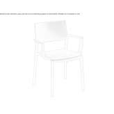 Technopolymer chair with armrests, stackable Corne