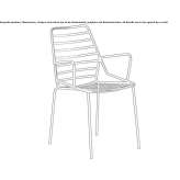 Painted metal garden chair with armrests Trebon