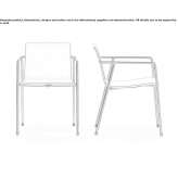 Stainless steel and wood chair with armrests Balham