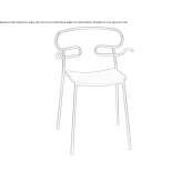 Chair with open backrest, made of metal and polyurethane, with armrests Karawara