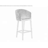High stool in fabric and teak Infiesto