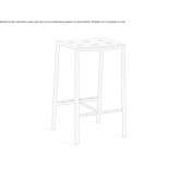 High stool made of powder-coated steel with a footrest Leni